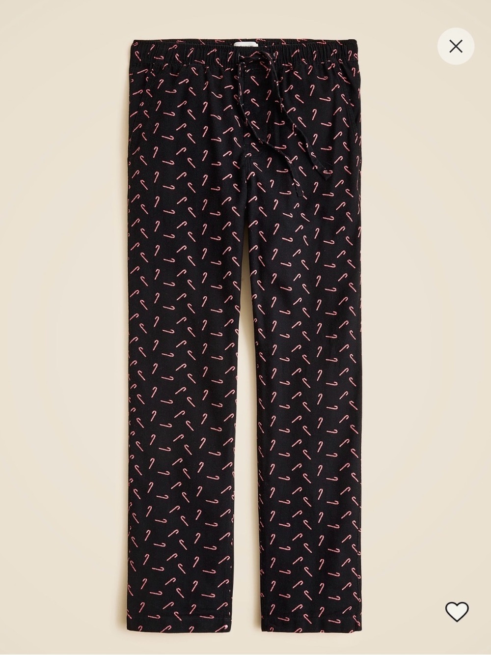 J. Crew Black Lounge Pants with Pink Candy Cane Print